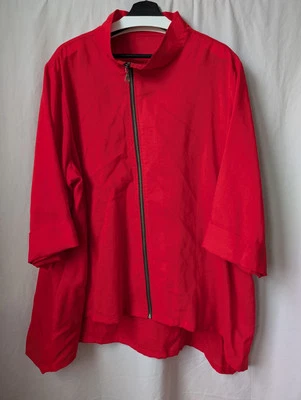 NWT Fridaze 100% Linen Womens 2X Gloria Jacket Red Langenlook Tunic French Seams - Image 1 of 4