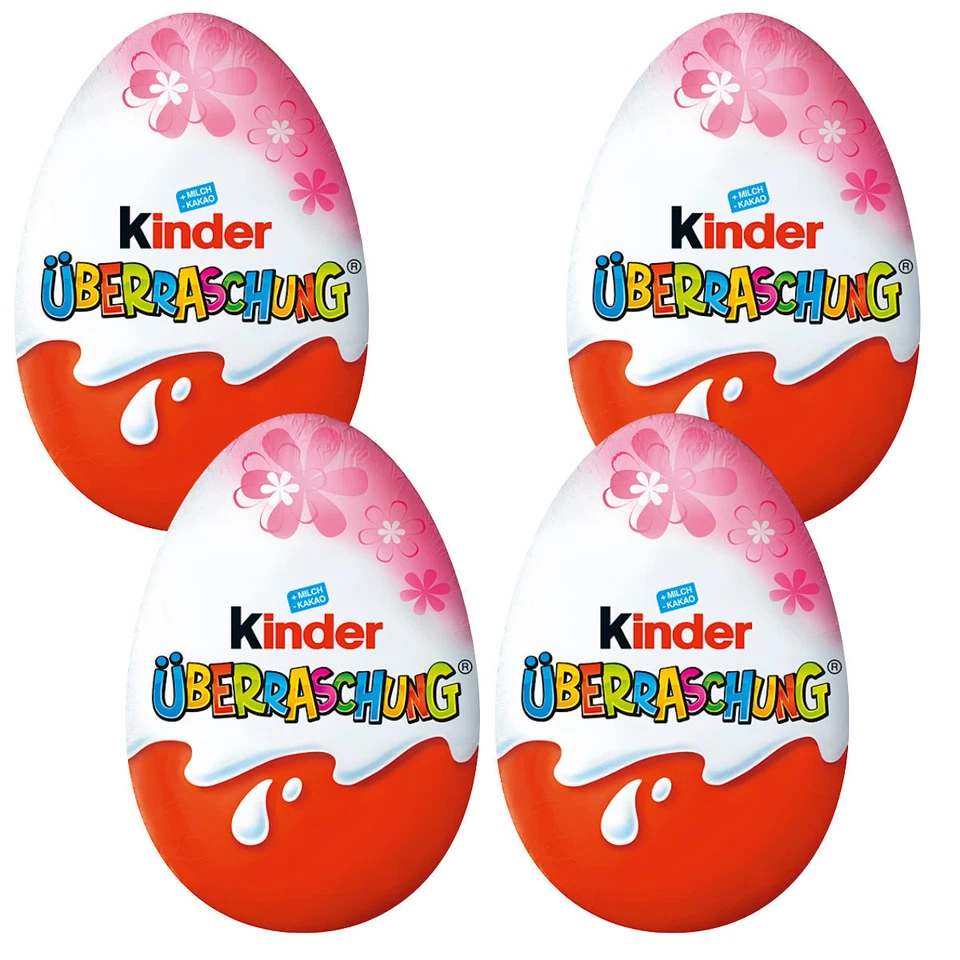 SCHOKOLADE-SPECIALS Kinder Sorpresa Uovo Rosa di Cioccolato al Latte Intero 20g Confezione da 4