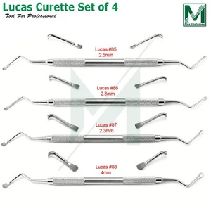 Dental Periodontal Cyst Removal Bone Currette Lucas Set of 4 Surgical Instrument - Picture 1 of 2
