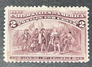 Travelstamps:1893 US Stamps Scott # 231 Landing of Columbus mint og hinged - Picture 1 of 5