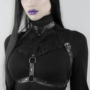 "Women's Punk Rock Chest Harness Belt – Gothic Street Style Leather Accessory" - Picture 1 of 8
