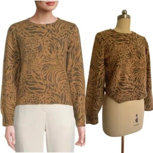 Joe's Jeans Adele Slim Fit Wool Cotton Crop Sweater Tiger S - Picture 1 of 9