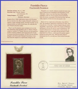 USA7 #2217e RÉPLICA DORADA ADDR FDC 14o Franklin Pierce - Imagen 1 de 1