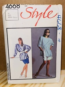 VTG 80’s Style Pattern 4668 Size 14 Misses Skirt Shorts Top UNCUT - Picture 1 of 3
