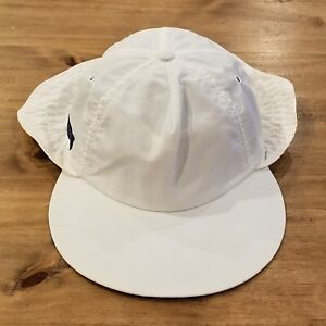 Vintage Columbia Fishing Hat Cap Size L White Wide Bill Neck Flap Fish With Clip