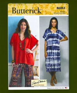 Maglione scollo a V modello da cucire caftano e tunica ~ vestibilità ampia! (L-XXL) Butterick 6853 - Foto 1 di 6