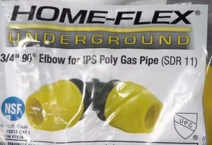 New Home-Flex 3/4" Gas Pipe 90 Degree Elbow Fitting IPS Poly Pipe - Picture 1 of 2
