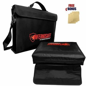 Fireproof TWO Document Bag Waterproof w/Shoulder Strap & File Folders - Picture 1 of 5