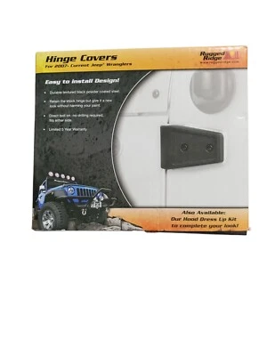 1 Pair Door Hinge Cover Rugged Ridge 2007- Current Jeep Wranglers Black New - Изображение 1 из 3