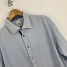 Oscar of Sweden Shirt Mens 46 / 18 Fitted Body Two Fold Pale Blue Floral Smart