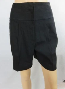 Theory Black Linen Dress Shorts Wide Waist Band Front Zip Closure SZ 2 - Picture 1 of 6