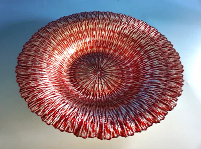 Vintage Glas Schale Glasschale Dekoschale Bowl rot silber dekrativ (F025-642) - Bild 1 von 4