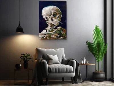 Calavera de un esqueleto con cigarrillo ardiente de Vincent Van Gogh reproducción decoración Foto 1 de 4