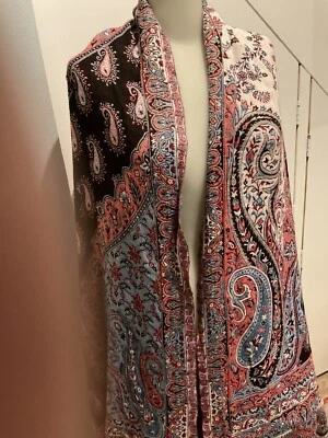 Pashmina Scarf Women Size 28” X 80” with fringe cashmere silk blend Paisley - Image 1 of 4