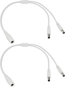 LEDneighbor DC Splitter Cable White 1 Female to 2 Male 2 Pack for CCTV Cameras - Picture 1 of 6
