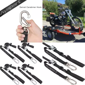 Motorcycle Tie down Straps With Swivel Carabiner Hooks Cam Buckle Tie Downs Ha.. - Picture 1 of 14