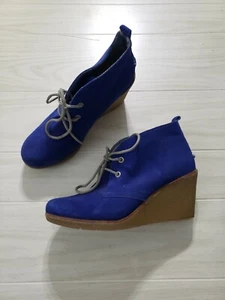 Sperry Top Sider Women 9.5M Wedge Royal Blue Suede Platform Patriotic Nautical - Picture 1 of 8