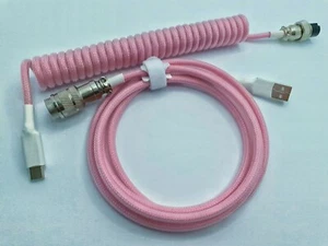 Custom Coiled Aviator Type-C Cable for Ducky Mechanical Keyboard (PRINCESS PINK) - Picture 1 of 4