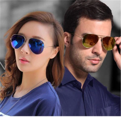 Classic Aviator Sunglasses Mirror Lens Vintage Fashion Frame Glasses UV 100% New - Image 1 of 2