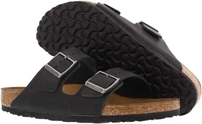 Birkenstock Arizona Ajuste Regular Cuero SoftFb Negro 0752481 EE. UU. M 7 W 9 UE 40 Foto 1 de 4