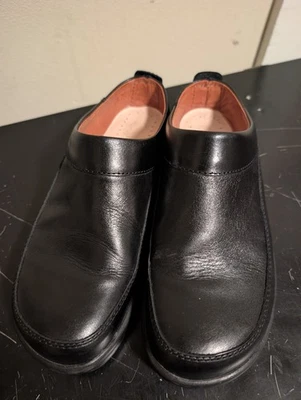 Footprints Birkenstock Women's Black Leather Mules Slip On Clogs EU 39 US 8-8.5 - Image 1 of 4