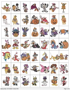 63 CARTOON CHARACTERS HALLOWEEN EMBROIDERY MACHINE DESIGNS THUMB DRIVE - Picture 1 of 24