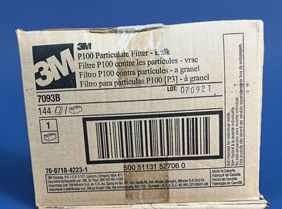 3M 7093B P100 Filters Case of 144 (72 Pairs) Exp 07/2026 Sealed - Image 1 of 3