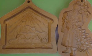 2 Baumwollpresse Tonformen Krippe & Weihnachtsmann vielseitig einsetzbar Kekse Seife Barron 90er - Bild 1 von 9