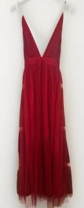 Windsor Maxikleid rot Tüll rückenfrei kleine Fee skurril Märchen Balletcore - Bild 1 von 11