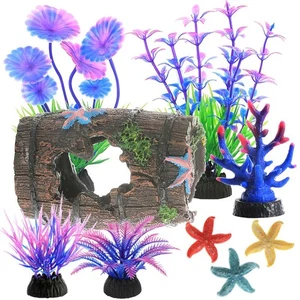 Accesorios de tanque 9 piezas para peces beta, decoraciones medianas y pequeñas, muticolores - Imagen 1 de 5