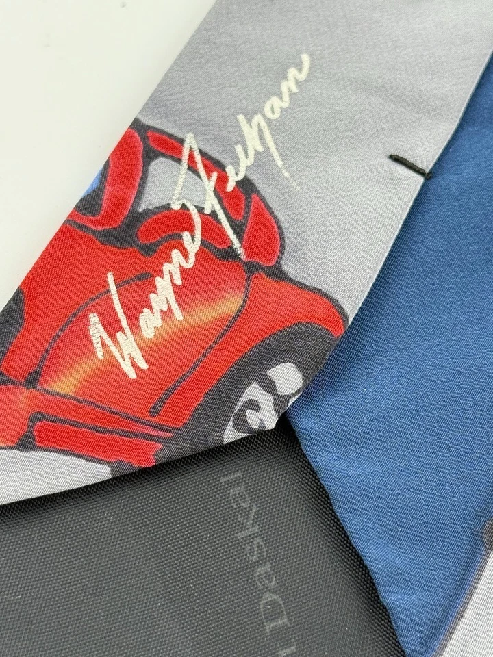 Corbata Robert Daskal 100 % seda coche de carreras Wayne Fellman arte a cuadros bandera corbata Foto 1 de 4