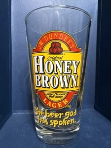 JW Dundee's HONEY BROWN LAGER Pint Beer Glass - NOS - Beer God - Picture 1 of 5