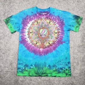 Liquid Blue Grateful Dead T-Shirt Men's Large Mandala Jester Tie Dye Skull - Picture 1 of 8