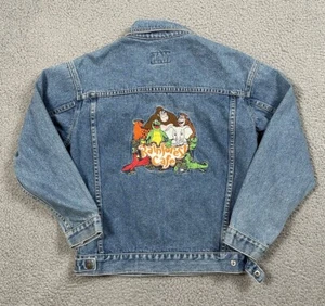 Vintage Rainforest Cafe Jean Jacket Youth Size Large Blue Denim Embroidered - Picture 1 of 8