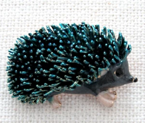 Broche prendedor erizo esmalte tinte azul sobre metal - Imagen 1 de 2