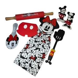Mickey und Minnie Maus Küchenset Salz Pfeffer Handtuch Nudelholz Spatel - Bild 1 von 10