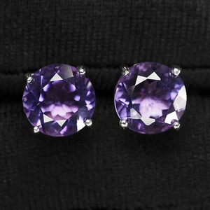 Elysian Vivid Purple Sapphire 3.55Ct 925 Sterling Silver Handmade Stud Earrings - Picture 1 of 6