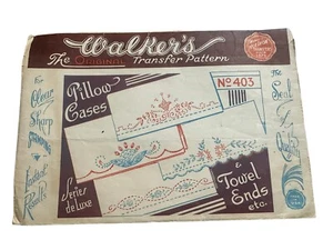 Rare WALKER'S #403 Original Transfer Pillow Cases Towels Series De Luxe - Picture 1 of 6