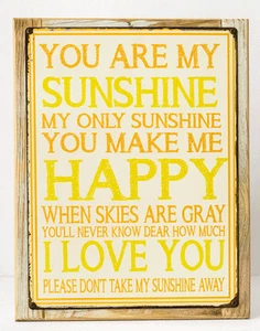 You Are My Sunshine Metal Sign Framed on Rustic Wood, Country Home Decor, Love - Picture 1 of 7