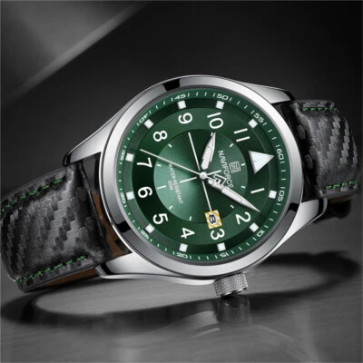 NAVIFORCE Men Watch Casual Luminous Watches Male Gifts Leather Quartz Wristwatch - Image 1 of 4