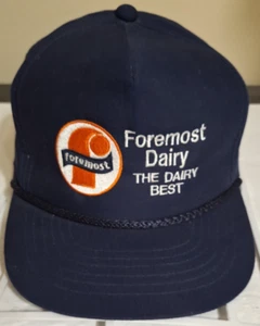 Foremost Milk Logo Cap Hat Blue Snapback Rope Cap Retro Vintage 80s NOS - Picture 1 of 7