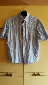 New JAMES PRINGLE S 14 1/2" Aqua Blue & White Striped Short Sleeve Casual Shirt - Picture 1 of 4