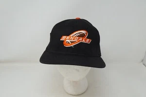 Vintage 90s New Era Black Orange Cincinnati Bengals NFL Leather Strapback Hat - Bild 1 von 9