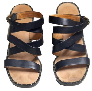 Joie Women Onfer Strappy 36.5 US 6.5 Leather Black Block High Heel Dressy READ - Picture 1 of 12