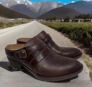 Born Boone size 8 clog mule brown leather bootie harness cowboy boot ankle - Picture 1 of 8