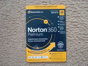 New Norton 360 Premium 2023 10 Device Antivirus Internet, secure VPN,75GB Sealed