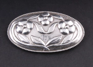 Antique Evald Nielsen Solid Silver Brooch with Flowers.1916. 830S. VERY RARE! - Picture 1 of 6