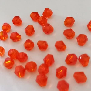 48pcs 6mm Red Orange Bicone Glass Beads AUS Free Postage - Picture 1 of 4