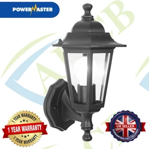 POWERMASTER TRADITIONAL 6 SIDED OUTDOOR SECURITY WALL LIGHT LANTERN IP44 - BLACK - Picture 1 of 1