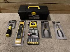 New 7 Piece Tool Bench Tool Set Lot With Tool Box Pliers Measure tape Level
